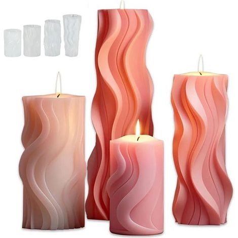 Moules à bougies en silicone – Moules à bougies 3D faits main en silicone, moules DIY pour bougies parfumées, moules à bougies réutilisables pour la décoration intérieure Rose (1/5)