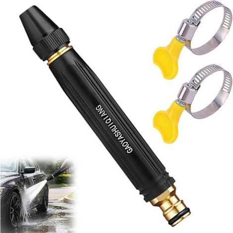 Buse de nettoyeur haute pression avec connecteur en métal, buse d'eau pression, pulvérisateur tuyau lavage voiture et nettoyage extérieur, accessoire à (1 pièce) 1 Pièce