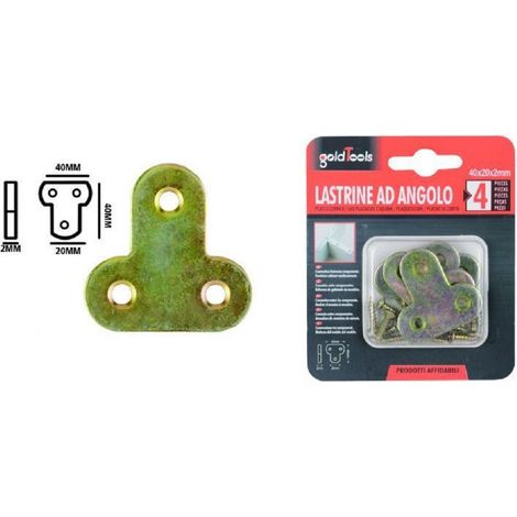 Kaela - Set 4pz Lastrina Lastrine Ad Angolo Forma T 40x20x2 Mm Con Viti Per Mobili 91223 - (1/2)