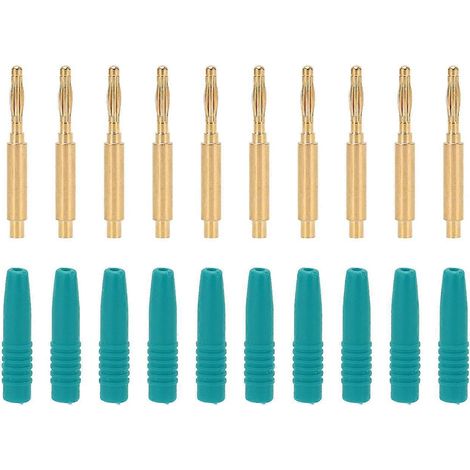 10 fiches bananes plaquées or, fiches de 2 mm, fiches métalliques isolées avec boîtier pour appareils de test