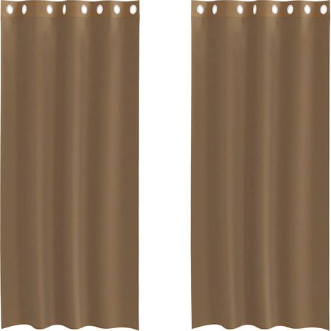 Maison Exclusive - Voile Vorhänge mit Ösen 2 Stk. Hellbraun