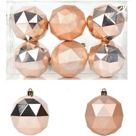 Boule De Noel En Forme De Diamant - 8 Cm - En Plastique - Décoration Arbre De Noël - Lot De 6 (1/5)