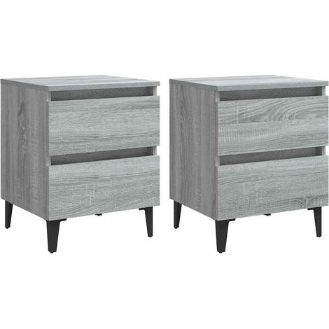 Maison Exclusive - Nachttische mit Metallbeinen 2 Stk. Grau Sonom