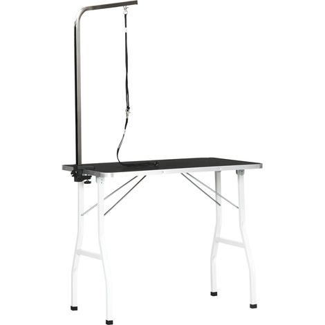 Table de toilettage pour chien réglable avec sangle, plateau antidérapant en caoutchouc, pieds pliables et structure aluminium, pour salon ou maison - CHICFURN (1/5)