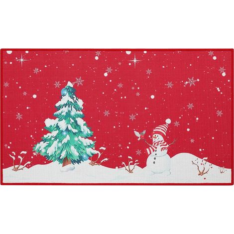 Felpudo con diseño navideño, antideslizante, rojo. (1/2)