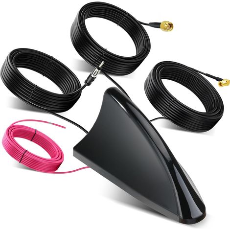 Antenne Voiture Aileron de Requin Autoradio FM AM Dab GPS, LNA 28dB, Large Tension 9-16V, Étanche IP65, SMA SMB DIN, pour Navigation et Radio Numérique Camion Camping-Car Fourgon (1/5)