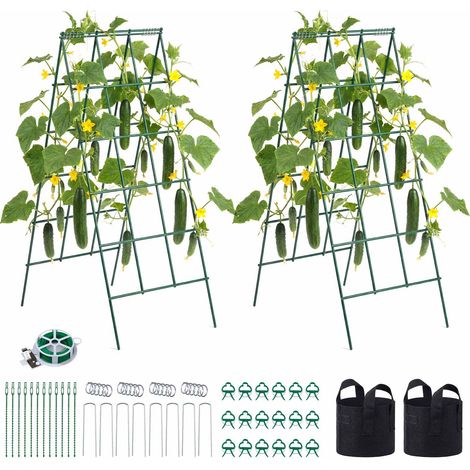 Mophorn A-förmige Rankhilfe für Gurken, Gartengitter, Kletterspalier, Pflanzenstütze für Kletterpflanzen wie Erbsen, Bohnen, Zucchini, Tomaten und Blumen (4 Paneele je 46x117 cm) (1/5)