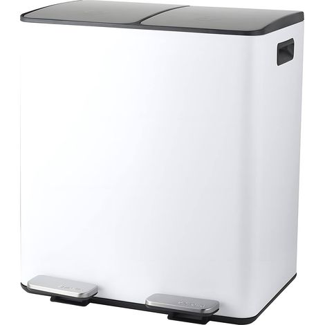 Papelera de Reciclaje ALIYA 40L (2x20L) Acero Blanco Mate Spirella (1/5)