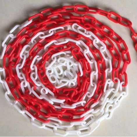 Chaîne de 25 mètres, chaîne de barrière, chaîne en plastique rouge et blanc, chaîne de signalisation, barrière de sécurité (1/3)