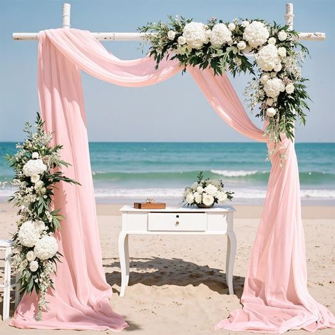 Rideau de lit à baldaquin avec mariage - 600 x 130 cm - Rose (1/5)
