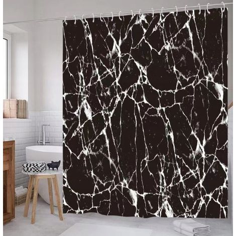 Tenda da doccia in poliestere stampato digitalmente, effetto marmo, 180x200 cm