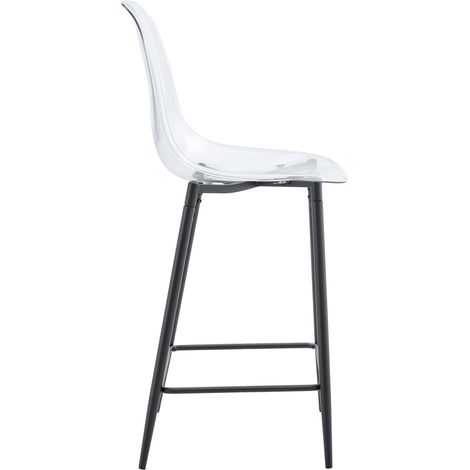 Lot de 4 tabourets de bar transparents avec structure métallique argentée (1/5)