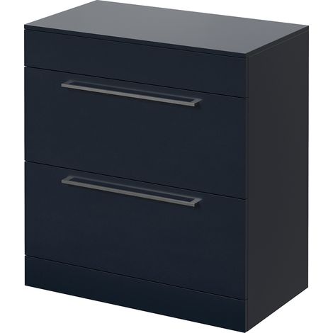 Napoli 460 Deep Blue 800mm 2 Drawer Vanity Unit for Countertop Basins - 800mm - Chrome 480mm Handle