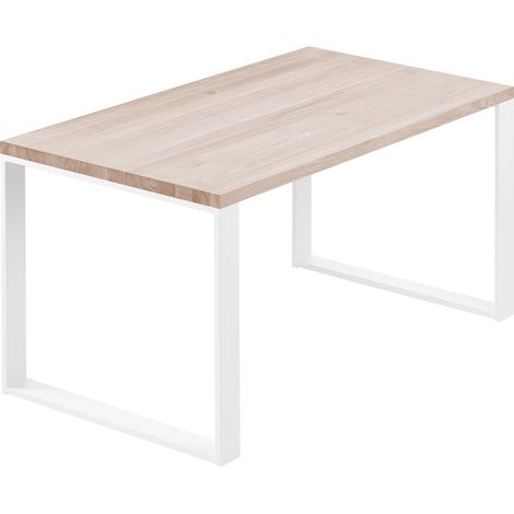 LAMO Manufaktur Esstisch Küchentisch, 100x60x76 cm (AxBxH), Modern, Roh / Weiss, LOG-01-A-001-9016M (1/5)