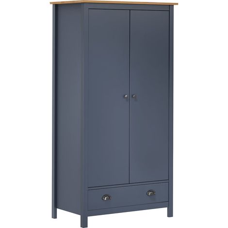 vidaXL Garde-robe à 2 portes Hill Gris 89x50x170cm Bois de pin solide (1/5)