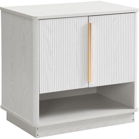GagaMeuble à chaussures blanc 2 portes avec niche ouverte 60x40x61 cm (1/5)