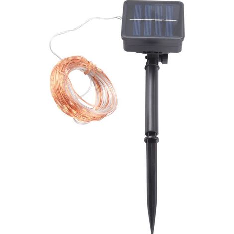 Solar-Lichterkette, 10 m, 100 LEDs, wasserdichte Dekorationsbeleuchtung für Terrasse, Garten, Tür, Hof, Party, Hochzeit, Weihnachten (Warmweiß) (1/5)