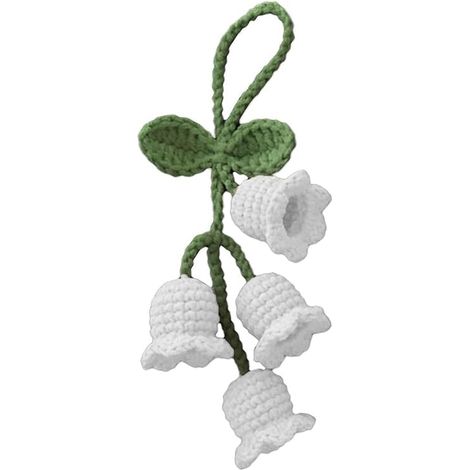 Porte-clés orchidée blanche tricotée – Breloque bohème au crochet pour clés de voiture, sacs à main et téléphones (1/5)