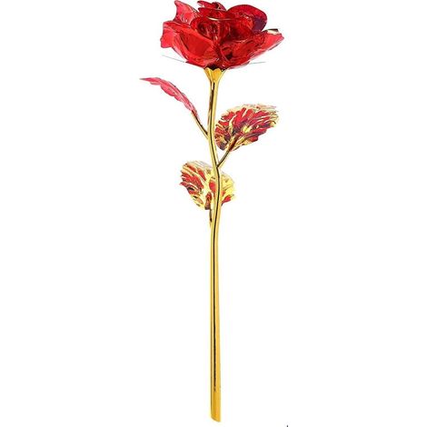 Rose Artificielle - Dorée 24K - 25 x 8 cm - Décoration Intérieure Salon Chambre Mariage - Cadeau Femme Anniversaire Saint-Valentin Fête des Mères - Lot de 10 (1/5)