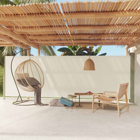 INLIFE Auvent latéral rétractable de patio 180x600 cm Crème (1/5)
