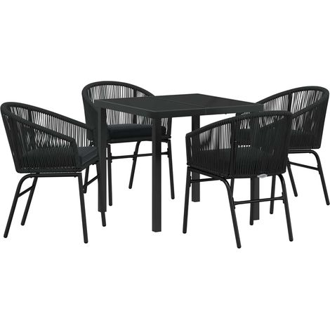 Garden Dining Set 5 pcs Black Poly rattan vidaXL (1/5)