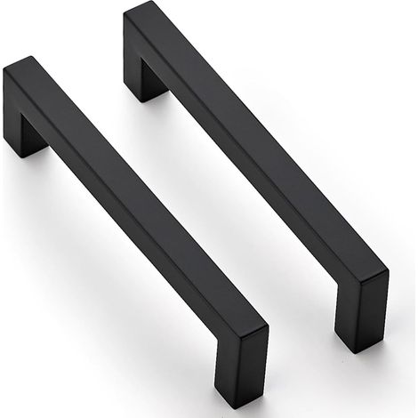 Poignées de meuble noires pour mobilier moderne, poignées de tiroir en acier inoxydable à installation facile, poignées de meuble carrées pour tiroir (1/5)