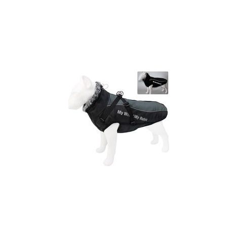 Manteau harnais chaud en coton pour chien, taille XXL, gris météorite – (1/4)