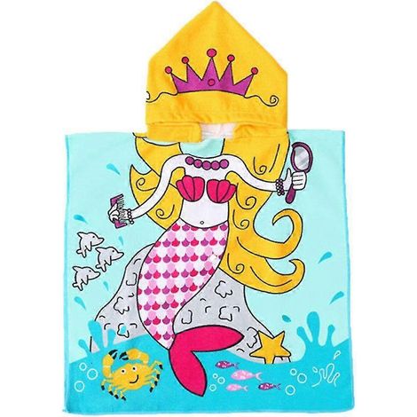 23,62 x 35,43 cm Peignoir de plage à motif dessin animé, couverture de piscine, serviette de bain à capuche absorbante pour enfant (1/5)