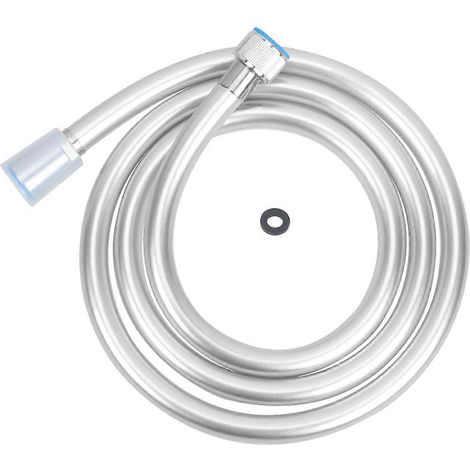 Tuyau de douche flexible en PVC anti-torsion de 1,5 m avec pommeau de douche à main, cinq couches épaisses, tube de raccordement pour douchette de salle de bain (embout en plastique). (1/4)