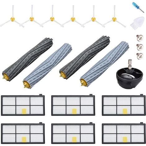 Accessoire pour iRobot Roomba 800 900 980 960 971 895 860 824 880 2x Filtre HEPA 6x brosses latérales 4x Brosse à Rouleau 1x Roue (1/4)