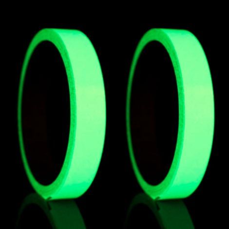 2 rouleaux de ruban adhésif fluorescent, 10 mm x 10 m, ruban lumineux et auto-adhésif imperméable, vert, ruban de marquage, ruban d'avertissement pour escaliers, délimitations de zones et murs (1/5)