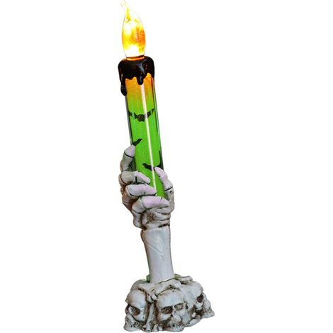 Lampes bougies d'Halloween, lampes chandelier, décorations d'Halloween, lampes mains de crâne, lampes mains de fantôme d'Halloween, ornements créatifs, lampes mains de fantôme vertes (1/5)