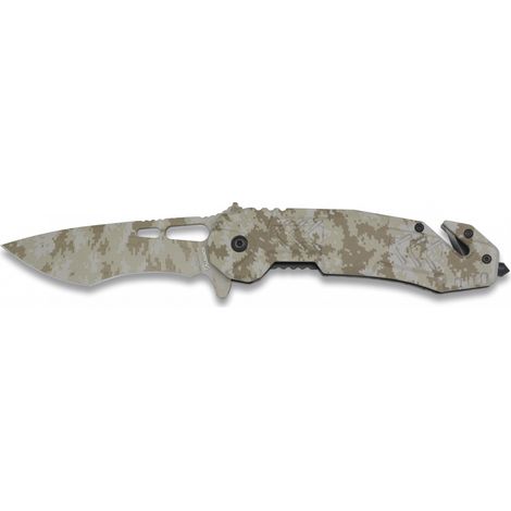 rasoio Albainox camo árido, lama in acciaio inox 8,7 cm, clip, punta rompighiaccio, taglierina cintura di sicurezza, 19731