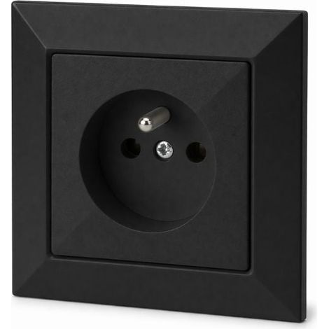 Prise Encastrée 2P+T 16A 250V - Noir - SILAMP