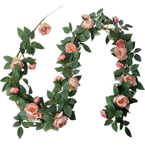 Guirlande de fleurs artificielles roses en plastique 150 cm pour décoration - PANGIVO (1/2)