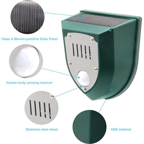 Système d'alarme solaire sonore et lumineuse avec détecteur de mouvement, alerte sonore de 110 dB et flash stroboscopique pour ferme ou villa. (1/5)