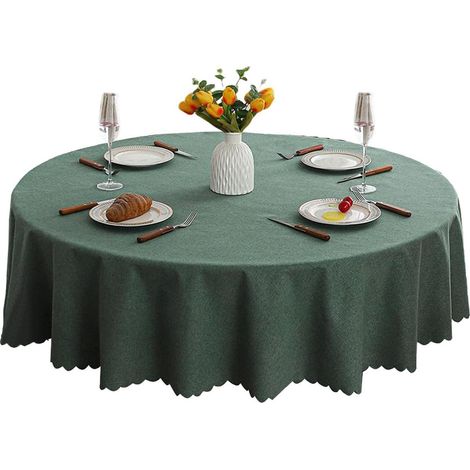Runde Tischdecke 140 cm Militärgrün, abwaschbar, für Garten & Party