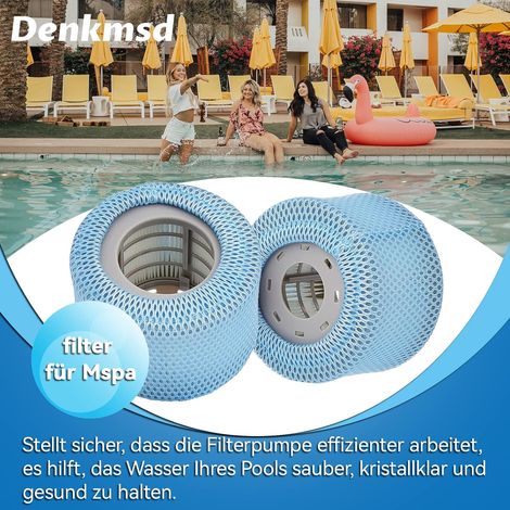 Cartouches Filtrantes pour Mspa, Filtres de Rechange pour Whirlpoal Piscine Gonflable, Filtres pour Baignoire (2 Filtre avec Filets de Protection)