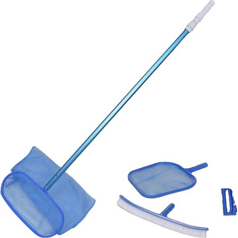 Kit d'entretien de piscine, Manche télescopique, Brosse de nettoyage, vert armée (1/2)