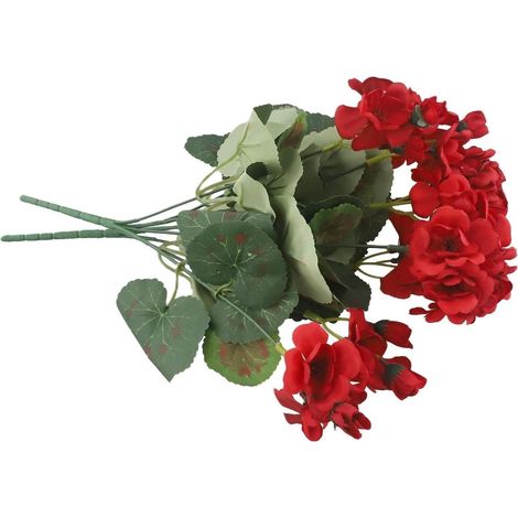 Lot de 2 fleurs de géranium artificielles en soie pour extérieur – Faux buissons vibrants pour fenêtre de terrasse 35 cm de hauteur (1/5)