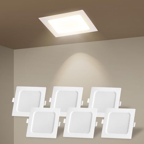 Spot LED encastrable, 6 W, 620 lm, 4 000 K, lumière naturelle, spots LED encastrables, plafonniers, LED, convient pour salon, cuisine, couloir, chambre, diamètre 95-100 mm, lot de 6 (1/5)