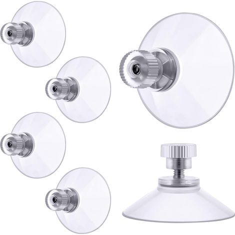ventouse a visser, 10 Pièces 32mm Ventouses Transparentes avec Filetage, Extra Fortes PVC Plastique Suspension Rideau Isolant Ventouse pour Camping (1/5)