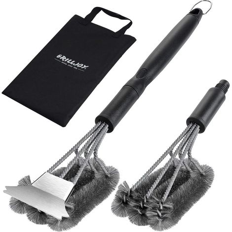 4PC Brosse et Grattoir pour Barbecue Robuste avec Sac de Transport - Kit de Nettoyage de Barbecue Exclusif avec Tête de Brosse Métallique Supplémentaire pour Barbecue - Cadeau Grill Idéal (1/5)