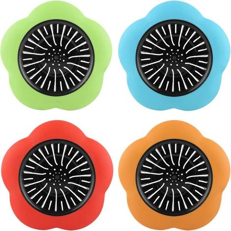 Lot de 4 bouchons de vidange en plastique en forme de fleur pour évier, accessoires de cuisine et de salle de bain (1/5)