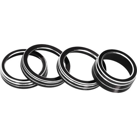 Bouton de climatisation de rechange, cache interrupteur de phares, garniture de volant pour Jeep Wrangler JL 2018-2021, accessoire intérieur noir, kit de 4 pièces (1/5)