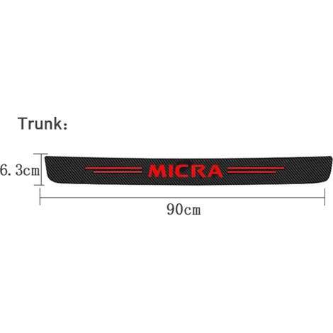 (Rouge, 1 pièce, coffre) Film adhésif de protection anti-rayures pour seuil de porte de voiture, compatible avec l'emblème Nissan Micra, film imperméable et accessoire (1/5)