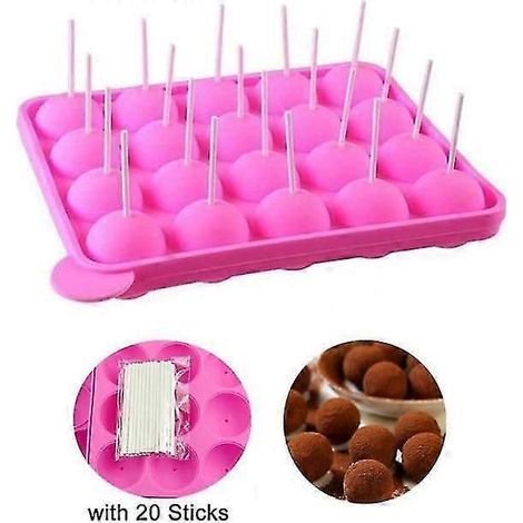 Moule à cake pops en silicone, 20 formes rondes, moule à sucettes en silicone pour cupcakes (1/5)