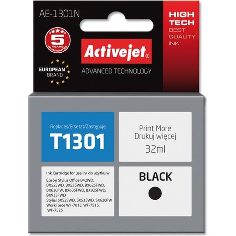 Activejet AE-1301N Ink cartridge (replacement for Epson T1301 Supreme 32 ml black)