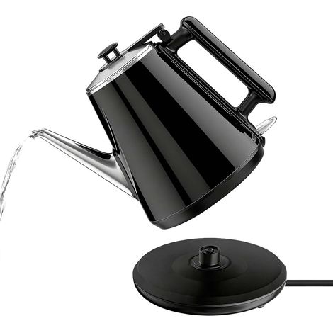 Bouilloire Électrique 0,9L, 1360W Petite pour Thé, Cuve Interne en Acier Inoxydable 304, Commande Unique et Arrêt Automatique, Design Vintage pour Maison, Bureau, Dortoir – Sans BPA, Noir (1/5)
