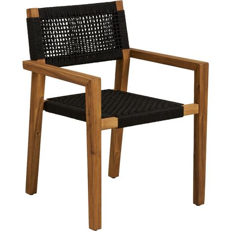 Ane chaise de jardin naturel, noir. (1/5)